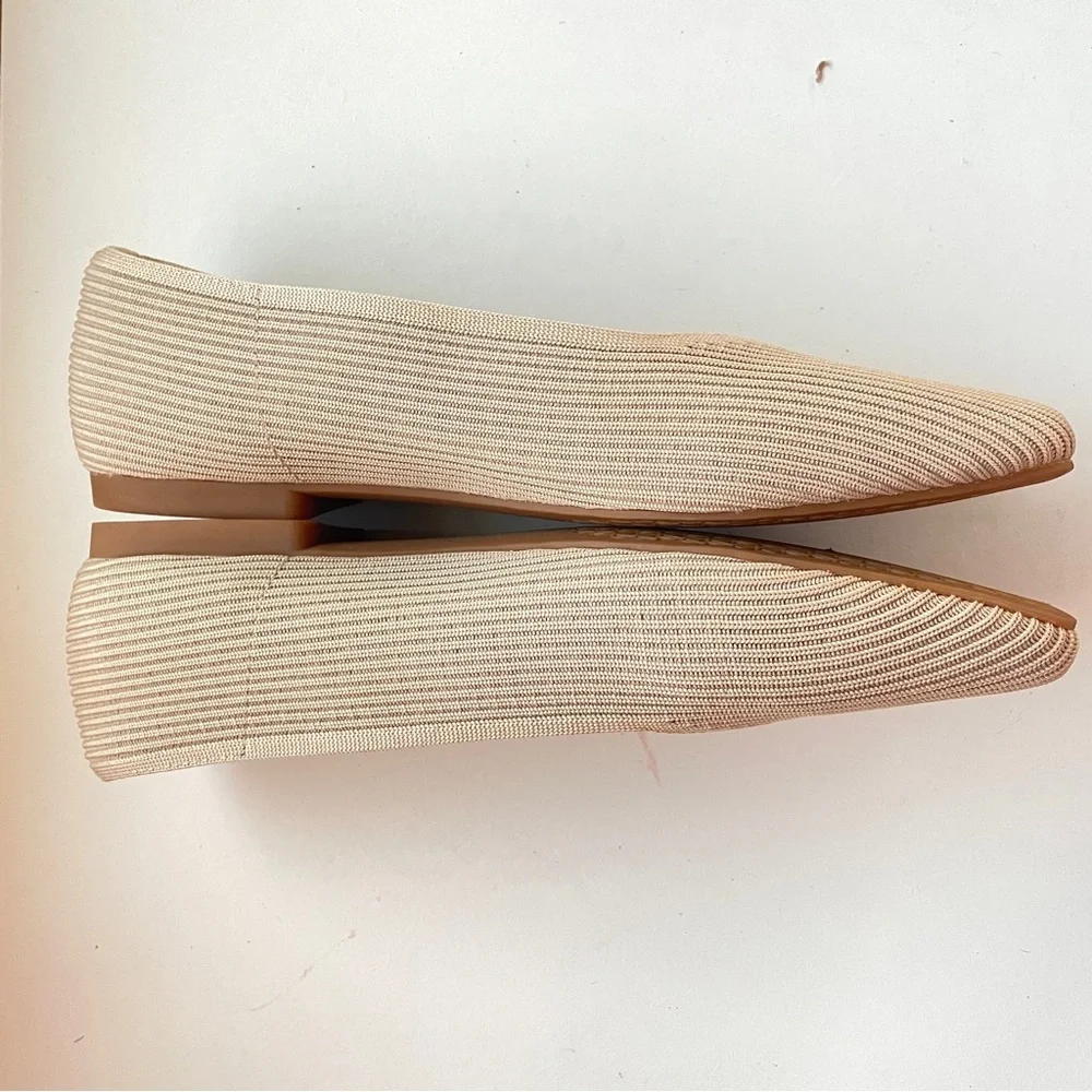 Vivaia NWOB Square-Toe V-Cut Flats Margot 2.0 Beige Almond Breathable 10.5 - Picture 9 of 12